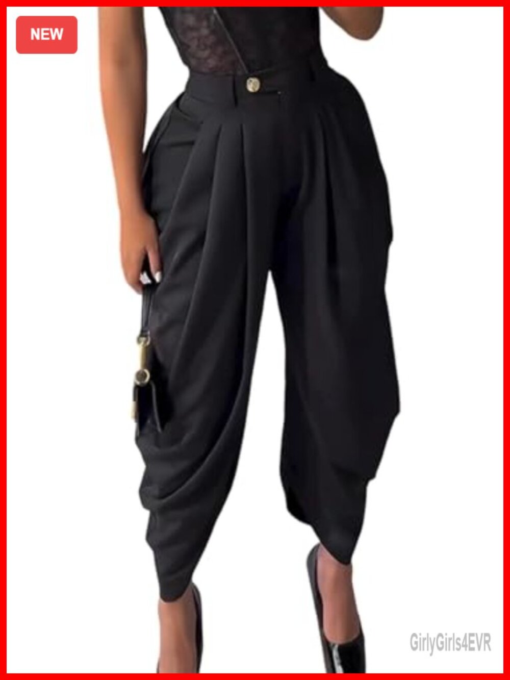 Women's Pleated High Waisted Wide Leg Palazzo Dress Pants Casual Work Trousers